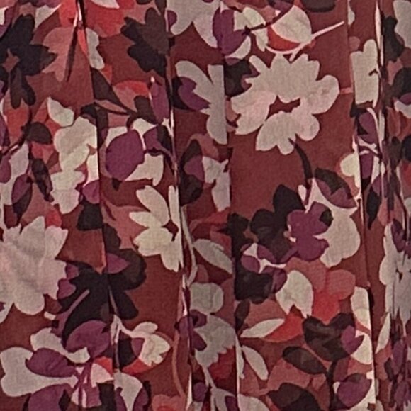 Just Taylor High Neck Ruffled Skirt Burgundy Floral Print Womens Size 6 Dress - Picture 6 of 10